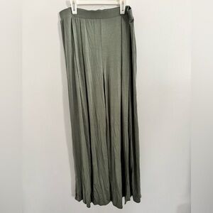 Lulu's Knockout Sage Green Wide-Leg Slit-Front Pants